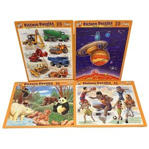 Puzzle Patch Tray Picture Puzzles Lot of 4 Bears Sports Planets Construction